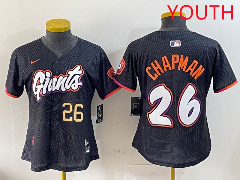 Youth San Francisco Giants #26 Chapman Black Joint Name Nike 2025 MLB Jersey style 2->youth mlb jersey->Youth Jersey